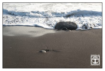 Steine Wasser, Meer, Strand, schwarzer Strand, Wellen