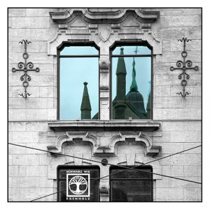 Oslo, Norway, church reflection, reflection glass, reflection window
