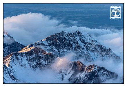 Zugspitze, Berge Winter, verschneite berge, berge panorama, Alpen, Bayern, Zugspitzland, Sonnenuntergang Berge