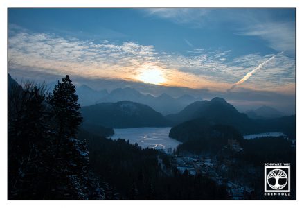 Alpsee, Alpsee winter, Lake Alpsee, Lake Alpsee winter, winter lake, sunset lake, sunset lake winter, Neuschwanstein