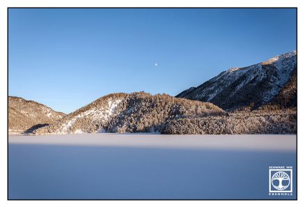 frozen lake, winter lake, Sylvenstein dam, Sylvenstein