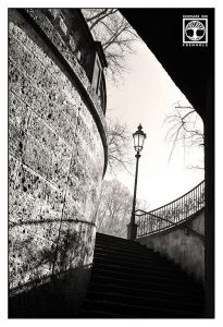 Munich, black and white stairs, black and white staircase