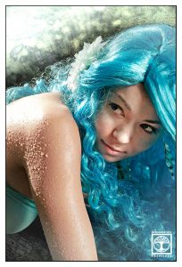 water nymph photoshooting, glamour photoshooting, blue hair photoshoot, blue hair