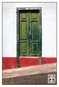 green door, green wooden door, la palma, santo domingo, garafia