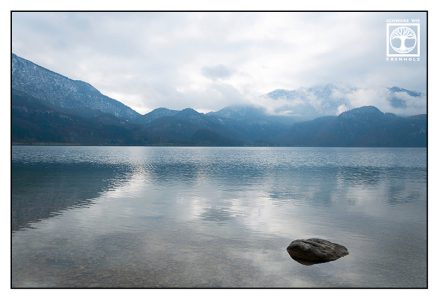 lake kochel, kochel, mountain lake, rainy day, stone water