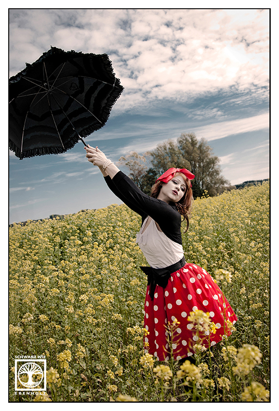 vintage photoshoot, polkadot photoshoot, canola field photoshoot, mary poppins, mary poppins photoshoot