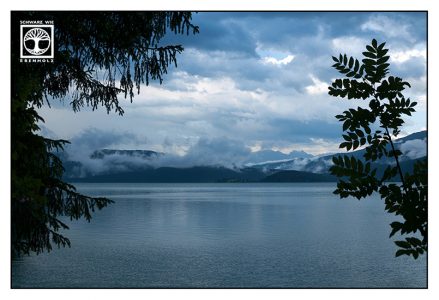 Walchensee, Lake Walchen, Bavaria, Germany, mountain lake, blue lake, rainy day, lake rain