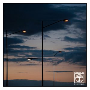 Malmö, streetlamps at night, street lamps sunset, point line area photography