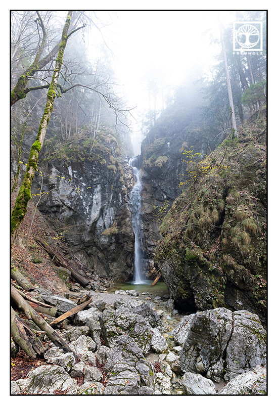 Wasserfall Nebel, Lainbachfälle, Lainbach Wasserfall, Kochel, Wasserfall Kochel, Wasserfall Nebel, Berge Nebel